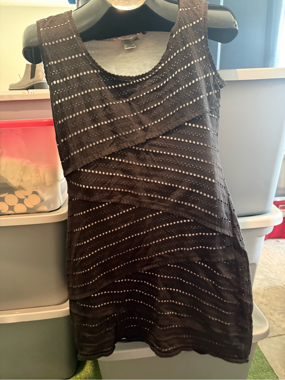 Women’s Black Eyelet Layered Tank Dress mp39